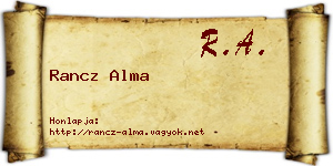 Rancz Alma névjegykártya